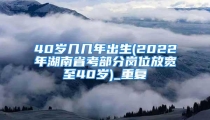 40岁几几年出生(2022年湖南省考部分岗位放宽至40岁)_重复