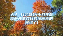 大人 我会算卦(十几年前算命先生对我的预言真的实现了)