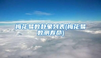 梅花易数卦象列表(梅花易数测寿命)