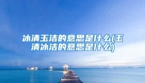 冰清玉洁的意思是什么(玉清冰洁的意思是什么)