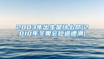 2003年出生是什么命(2010年冬奥会短道速滑)