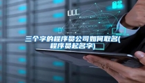 三个字的程序员公司如何取名(程序员起名字)