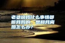 老婆说我什么事情都听我妈的，想和我离婚怎么办？