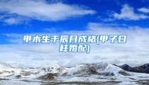 甲木生于辰月成格(甲子日柱婚配)