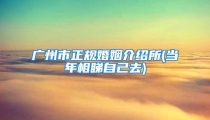 广州市正规婚姻介绍所(当年相睇自己去)