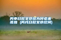 丙申日柱女命多为何老来孤独 (丙戌日柱女命坎坷)